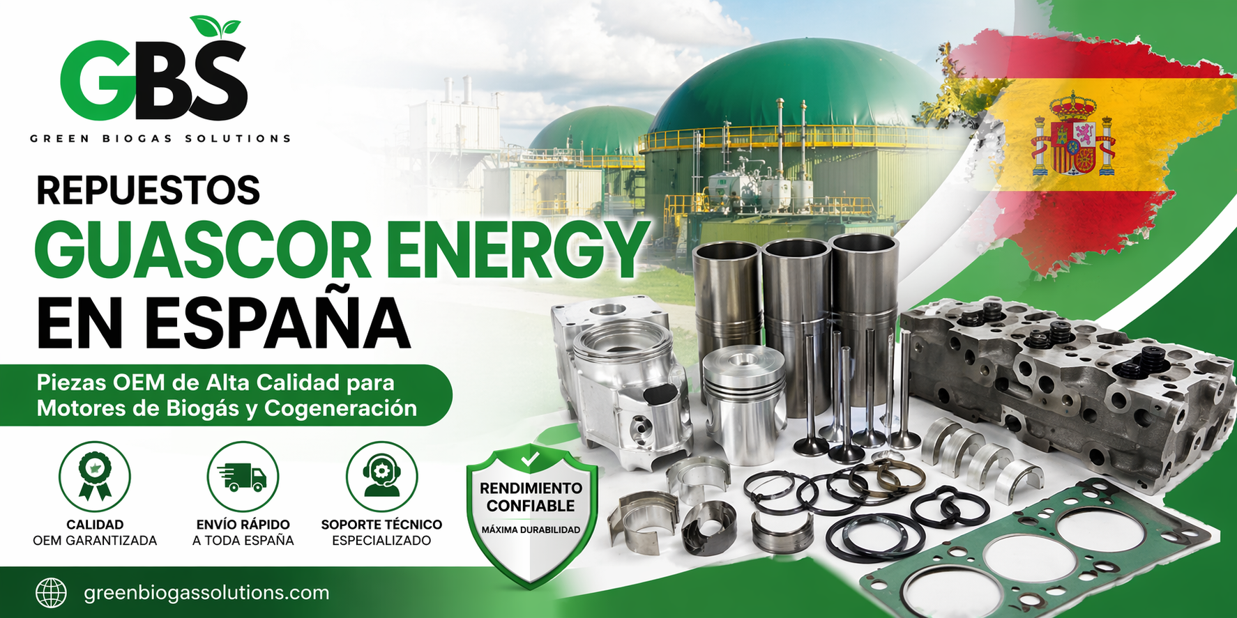 Repuestos Guascor Energy en España | Proveedor OEM para Motores de Biogás